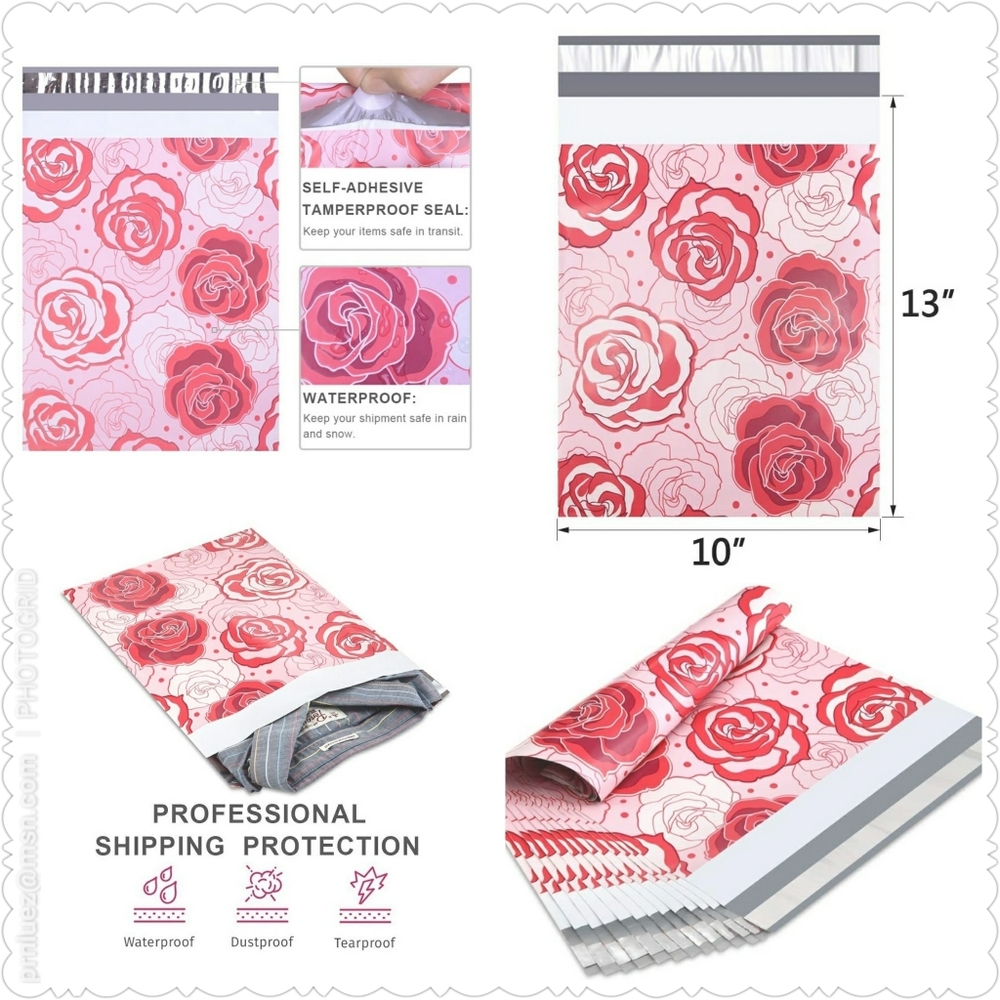 50 (10x13) Red & Pink Roses Designer Poly … - Picture 5 of 6